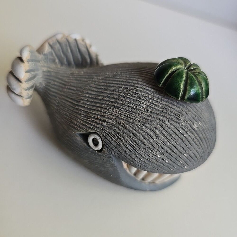 Artesania Rinconada Uruguay Pottery Smiling Whale Figurine Signed